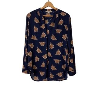 LOFT  Floral Blouse Women’s Top Pintucked Style